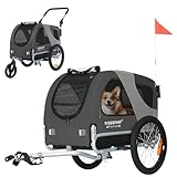 DOGGYHUT® Premium M Hundeanhänger 2-in-1 Hundebuggy & Jogger Fahrradanhänger für Hunde...