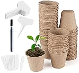Homewit 80 x Anzuchttöpfe Aussaattöpfe Torftöpfe, Ø8cm Biologisch abbaubar - Beige,...
