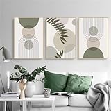 PWAAHDC Moderne Bilder Wohnzimmer Poster Set 50x70 Hochformat - Boho Abstrakte Grüne...