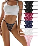 FINE TOO 10er Pack Spitze Strings Tangas Damen Set Unterhosen Sexy Unterwäsche...
