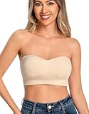 ANGOOL Damen Trägerloser BH Push Up ohne Bügel Bandeau Top Damen Gepolsterter Seamless...