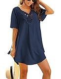 Ekouaer Strandkleider Damen Sommer Strandtunika V Ausschnitt Spitze Strandponcho Kurz...