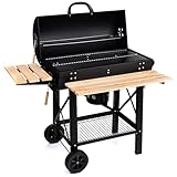 Lehmann LGACG-1935 Holzkohlegrill mit Grillrost XL, Deckel und Rädern, Grillwagen mit...