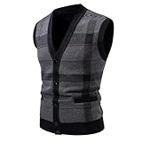 Pullunder & Strickwesten Herren-Strickjacke, Samtweste, Knopfleiste, lässig, warm, for...