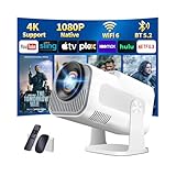Beamer 4K Projektor Full HD 1080P Android Tragbarer Projektor, Mini Beamer mit WiFi 6 und...