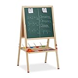 Relaxdays Standtafel Kinder, höhenverstellbar & magnetisch, Holz, Whiteboard &...
