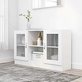 JUNZAI Vitrinenschrank Weiß 120x30,5x70 cm Holzwerkstoff, Vitrine, Schrank Regal,...