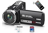 Videokamera 4K Camcorder 48MP mit IR Nachtsicht, 18X Digitalzoom 30 FPS Webcam Video...
