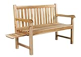 Ambientehome Teakholz Gartenbank 2-Sitzer Bank inkl. 1 Tablett Elba, Natur, ca. 120 cm...