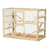 Melko Kleintierkäfig aus Holz, 120 x 60 x 90 cm, inklusive 6 Rampen,Nagervilla...