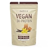 Nutri + Protein Pulver Vegan Vanilla Toffee 1 kg - 80% Eiweiß - 3k Proteinpulver Vanille...