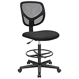 SONGMICS Hocker mit runder Fußstütze, höhenverstellbar, ergonomischer Sitz, drehbarer...
