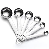 AOOSY 6-teiliges Messlöffel-Set Edelstahl runder robuster Spiegel, poliert 1/8 TSP, 1/4...