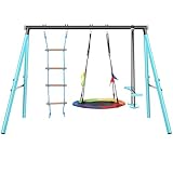 Outdoor Spielplatz mit Kletterleiter Kletternetz Nestschaukel höhenverstellbar schaukel...