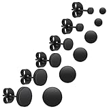 Yolev 6 Paar Dot Ohrstecker Schwarz Unisex Edelstahl Ohrstecker Runde Flat Top Ohrringe...