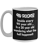 Kaffeetasse mit Aufschrift 'Happy 90 Year', Schwarz – Geschenk zum 90. Geburtstag, für...