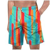 Shorts Herren Kurze Hose Sommer Leinen Lockere Passform Herrenhose mit Taschen Loose...
