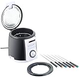 Rosenstein & Söhne Mini Fritteuse: Kompakte Tisch-Fritteuse mit Fondue-Set, 0,9 Liter,...