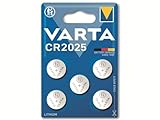 VARTA Batterien Knopfzellen CR2025, 5 Stück, Power on Demand, Lithium Coin, 3V,...