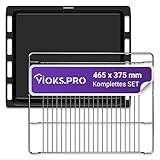 Vioks.pro Ofen Backblech 46 x 37 cm + Gitterrost für Backofen Ersatz für Bosch...