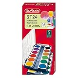 Herlitz 10199933 Schulmalfarben bzw. Deckfarbkasten, 24 Farben inklusive Deckweiß