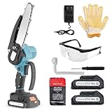 Zanora® Mini Kettensäge 21V Inklusive 2 LED-Akkus - 15 cm Klingenbreite - Gartensäge...