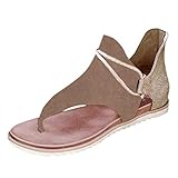 Gladiator Flache Sandalen für Damen Frauen Schaftsandalen Römische Bohemian...