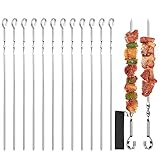 12 Stück Edelstahl Lange Grill Kabob, Grillspieße, Schaschlikspieße, Grillspieße...