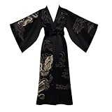 Yemmert Satin Morgenmantel Damen Leicht Lang Robe Drachen Kimono Satin...