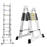 5M Alu Teleskopleiter Teleskop Klappleiter, Groosse Anwendbarkeit Multifunktionsleiter,...