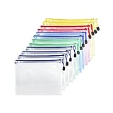 Fousenuk 12 Pcs Dokumententasche mit Reißverschluss A5, Wasserdichte Document Case, Mesh...