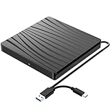 QDSYLQ Externes DVD Laufwerk, USB 3.0 & Type-C Tragbar CD DVD +/-RW Brenner Optical Drive...