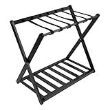 2 Pack Bambus-Gepäckablage 25“ Klappbare Breite Kofferablage mit Lagerregal, tragbare...