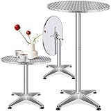 KESSER® 2in1 Stehtisch klappbar Bistrotisch 1er Set | Aluminium Edelstahlplatte |...
