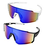 Ghazpmuk 2 Stück Sport Sonnenbrille, Polarisiert Fahrradbrille, Sportbrille, Rennrad...