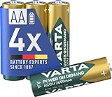 VARTA Batterien AA, wiederaufladbar, 4 Stück, Power on Demand Recharge Accu,...