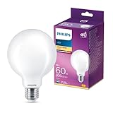 Philips LED Classic E27 Lampe, 60 W, Globeform, matt, warmweiß