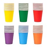 JIHUOO Bunte Partybecher aus Papier, biologisch abbaubar, für heiße und kalte Getränke,...
