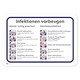 Anleitung zur Vorbeugung von Infektionen I 20 x 15 cm I Hinweis-Aufkleber Gründlich...