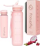 Hydracy Trinkflasche mit Strohhalm und Zeitmarkierung - 1Liter BPA-Frei Auslaufsicher...