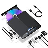 Externes CD/DVD-Laufwerk für Laptop, 7 in 1 USB 3.0 DVD-Player, tragbarer CD/DVD-Brenner,...
