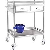 PUFAHAU Wagen - 2-Stöckiger Servicewagen Aus Edelstahl Für Küche, Lager, Hotelbüro,...