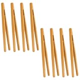 8 Stück 18cm Bambus Zange, Küchenzange, Grillzange aus Holz, Pinzette Küche, Hot Pot...