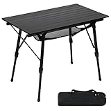 PORTAL Campingtisch faltbar Höhenverstellbar Klapptisch Aluminium 90 x 53cm für 4...