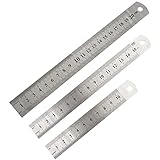 3 Stück Edelstahl Lineale Stahlmaßstab Stahllineal Metall Metrisch Gerader...