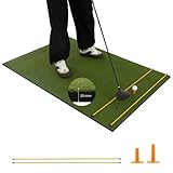 COSTWAY Golf Abschlagmatte, 152 x 92cm Golf Übungsmatte mit 2 Gummi-Tees und 2...
