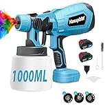 Akku Farbsprühsysteme 500W HVLP, Lackierpistole mit 3 Düsen & 3 Sprühmuster,...