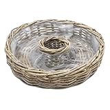 Rattan Blumenschale natur mit Folie für Außen - 40 cm - Holz Pflanzring zum direkten...