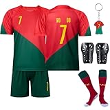 Puddry Fussball Trikot Kinder Set, Heim/Auswärts Nr.7 Fussballtrikot Set für Kinder...