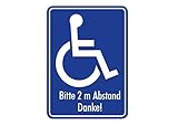 Aufkleber Rollstuhl-Fahrer Hinweis Schild Bitte 2m Abstand halten Autoaufkleber...